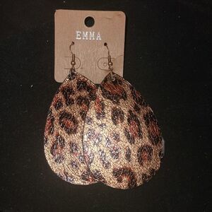 Emma Leopard Leather Earrings‎
